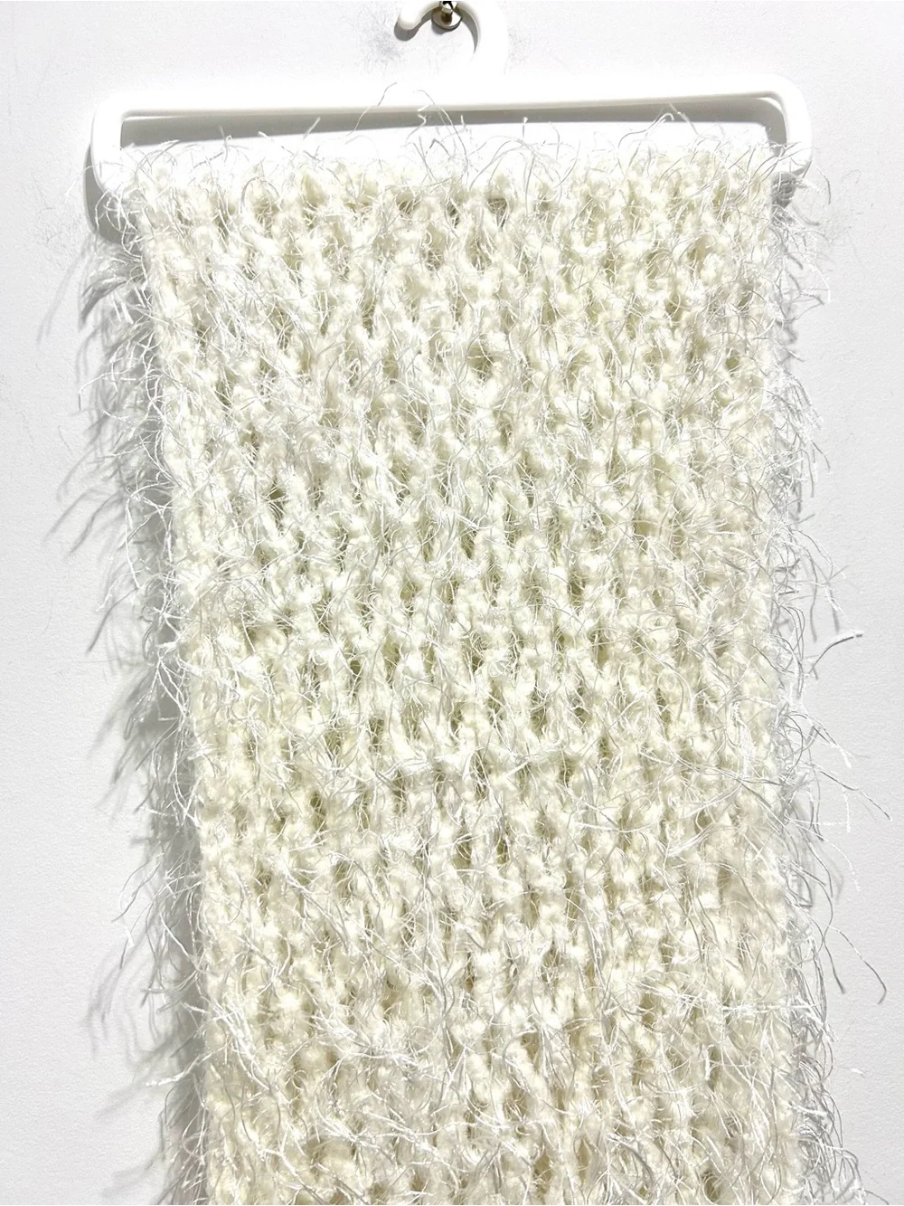 Soft Cream Eyelash Fishnet Knit Scarf